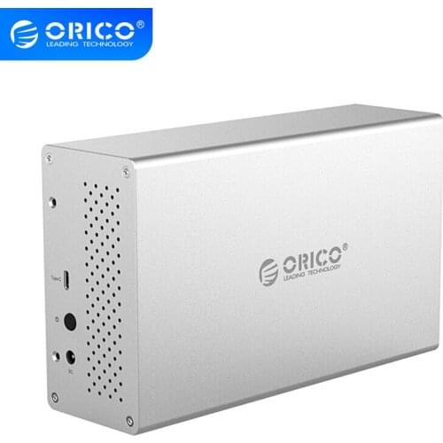 ORICO WS Series 3.5 inch 2 Bay Type C HDD Docking Station Aluminum HDD Enclosure Support 20TB 5Gbps 12V Adapter HDD Case