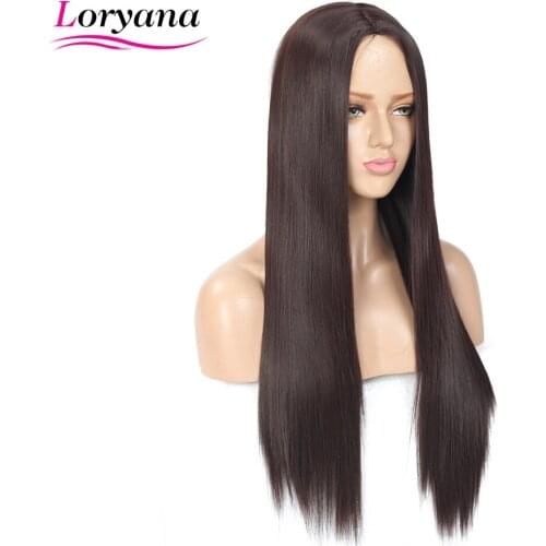Loryana Hair Long Straight Black 4# Color Available Wigs For Women Synthetic Hair High Temperature Fiber wigs