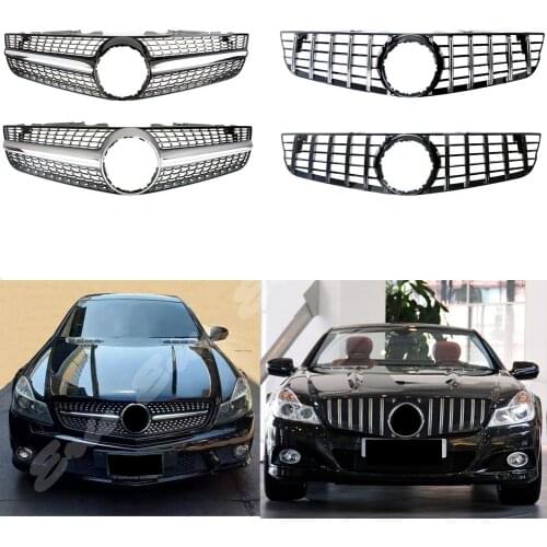 Car Front Racing Facelift Grill Upper Billet Bumper Grille Cover For Mercedes-Benz R230 2008-2012 GT Diamond