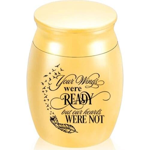 Funeral Human Ashes Keepsake Urn Small Cremation Urns Memorial Jewelry Ash Pendant -Your Wings were Ready Our Hearts were Not