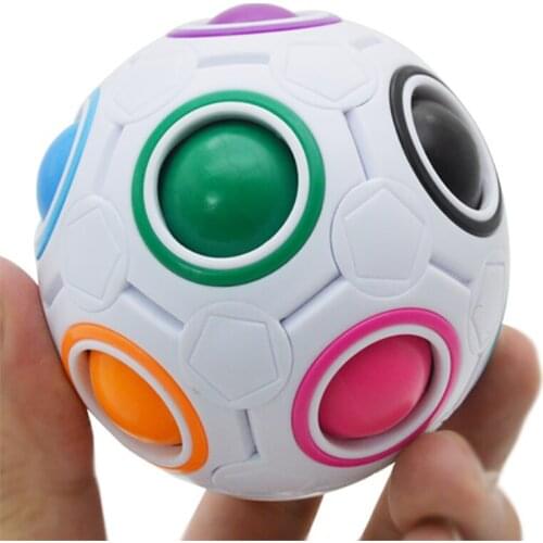 Rainbow Spherical Football Ball Pouch Magic Fidget Ball Color-Matching Puzzle Game Fidget Toys Stress Ball Brain Teaser for Kids