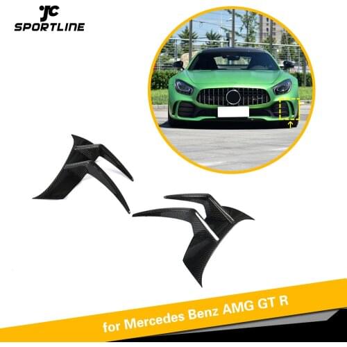 Carbon Fiber Front Bumper Fins Splitters Canards For Mercedes-Benz AMG GT R 2016 - 2019 Front Bumper Splitters