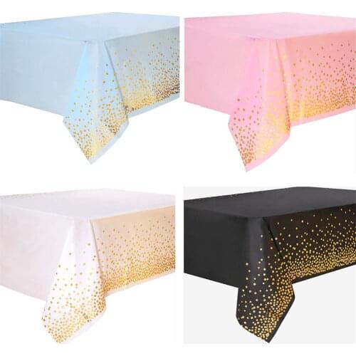 Rose Gold Dot Gilded Tablecloth 137cm x 273cm Disposable Table cloth Kids Birthday Party Supplies Baby Shower Wedding Home Decor
