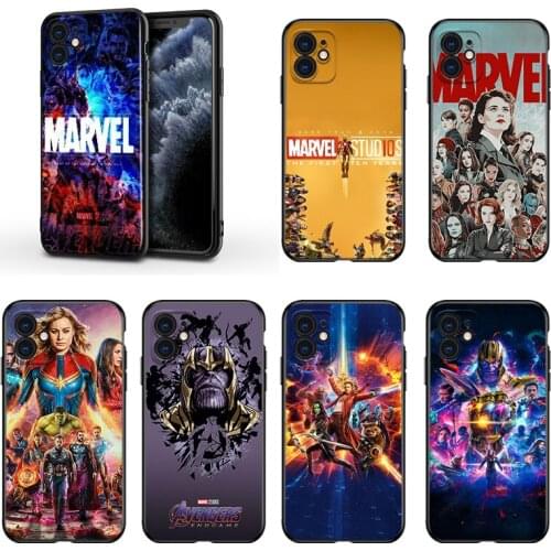 Marvel Avengers Assemble For Apple iPhone 13 12 11 Mini XS XR X Pro MAX SE 2020 8 7 6 5 5S Plus Black Silicone Phone Case