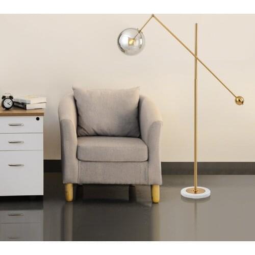 Post Modern Floor Lamp Nordic Designer Glass Ball Lampshade Marble Base LED Floor Lamps for Living Room Bedside Bedroom Lighting