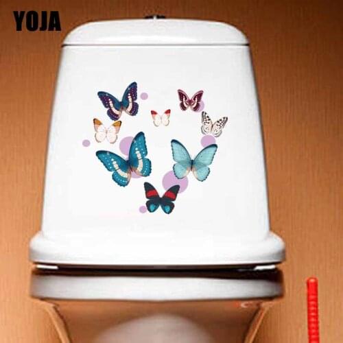 YOJA 21X19.1CM Cratoon Butterfly Pattern Toilet Sticker Home Wall Decal Decor T3-1318