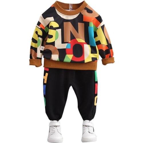 Spring Autumn Children Cotton Clothes Baby Girls Boys Sport Letter Hooded Sweatshirt Pants 2Pcs/Set Toddler Casual Tracksuits