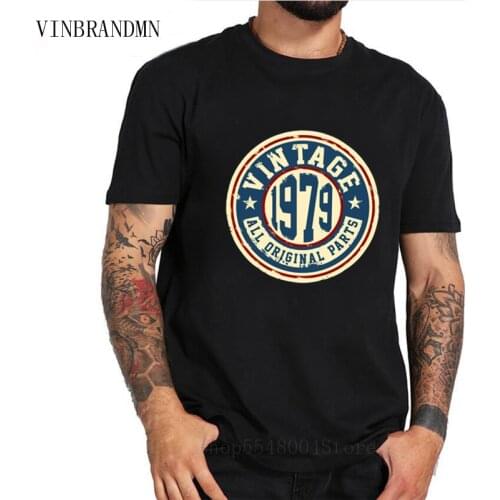 Vintage 1979 All Original Parts T Shirt Dad Fathers Day Tees Retro Golden Sliver Wedding T-Shirt Date of Marriage Birthday Tops