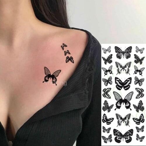 Waterproof Temporary Tattoo Sticker Butterfly Moon Tree Branch Fake Tatto Flash Tatoo Leg Arm Hand Foot Tatouage for Women Men