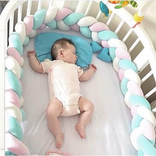 1.5M/2M Infant knotted Fence Kids Safety Barrier Childrens Playpen Baby Bed Bumper Room Decor Long Strip Weaving Crib Protector