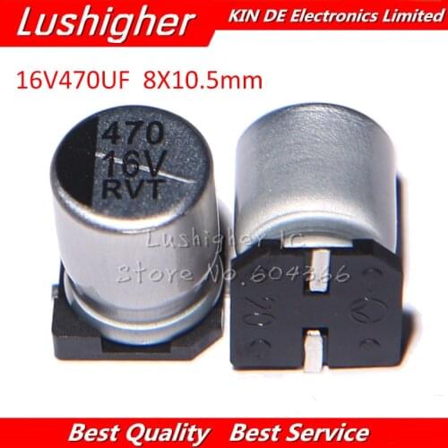 10pcs 16V 470UF Size 8X10.5mm SMD 16V470UF Aluminum Electrolytic Capacitor
