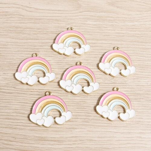 10pcs 30*25mm Enamel Colorful Rainbow Charms for Jewelry Making Alloy Heart Charms Pendants Fit Necklaces Earrings DIY Crafts