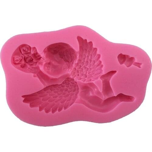 100pcs/lot Arrival Cute Angel Boy With Electronic Organ Shape 3D Silicone Cake Mold Fondant Cake Tools For Cupcake