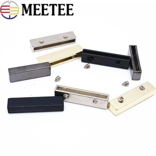 Meetee 10pcs 15/20/25mm Metal Flat Rope Lock Stopper Buckle Bag Screws Tail Clip Edge Protector Buckles DIY Webbing Pendant Hook