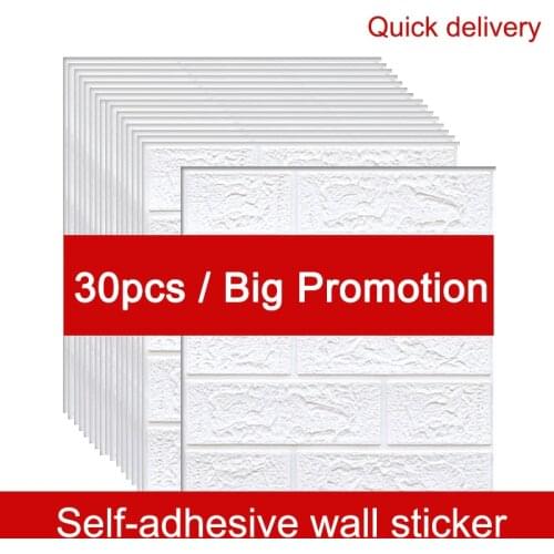 15/30Pcs Self-Adhesive 3D Brick Sticker DIY Waterproof Foam Wallpaper For Kids Room Kitchen Roof Ceiling Background Wall Decals