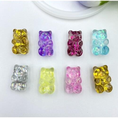 20Pcs/lot 3D Sequins bear Cute Resin Flat back Miniature Figurine DIY Kids Hair Bow Accessories Scrapbooking Craft B74