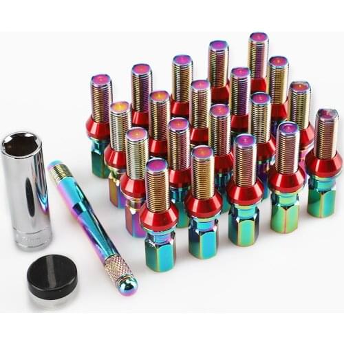 20PCS Colorful Taper Seat wheel nuts lug nuts M12x1.25,M12x1.5,M14x1.25,M14x1.5 for Porsche, for BMW,for Audi, for Volkswagen