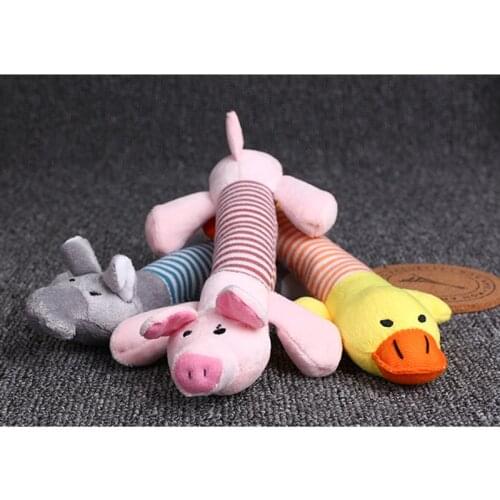 2021 Cute Pet Dog Cat Plush Squeak Sound Dog Toys Funny Fleece Durability Chew Molar Toy Fit for All Pets Elephant Duck Pig
