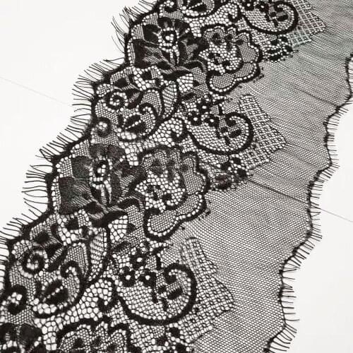 3yards as one pcs Eyelash Sewing lace material for Dress Wedding lace 16cm wide Black nylon lace ribbons