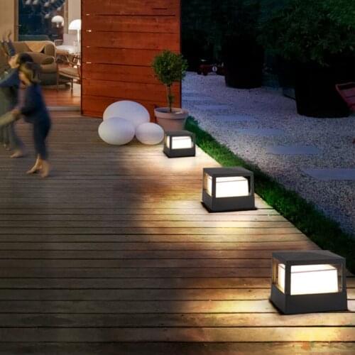 4pcs LED Garden Column Light 10W 12W Lawn Lamp Landscapes Courtyard Deck Post Pillar Light Villa Pathway Fence Lamp 85-265V
