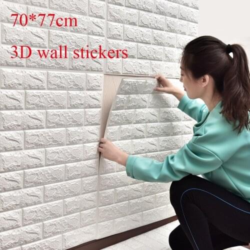 70*77cm 70*77cm 3D Brick Wall Stickers DIY Self Adhensive Decor Foam Waterproof Wall Covering Wallpaper Kids Living Room Decor