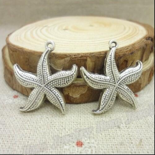 Free shipping! 38pcs Antique silver Charms Starfish Pendant Fit Bracelets Necklace DIY Metal Jewelry Making