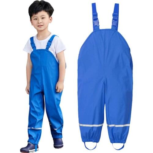 TELOTUNY Children Rain Dungarees Waterproof Mud Jumpsuit Clothes With Lining Boys Girls Overalls Impenetrable Rainwear Outdoor