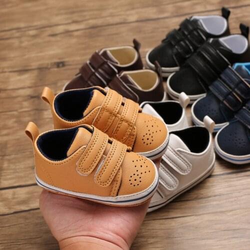 Newborn Baby Boy Girl Crib Shoes Leather Infant Toddler Pre Walker Sneakers 0-18M