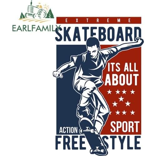 EARLFAMILY 13cm x 8.7cm for Skate Board Freestyle Vinyl Car Stickers Waterproof Scratch-Proof Decal Creative Motorcycle Decor