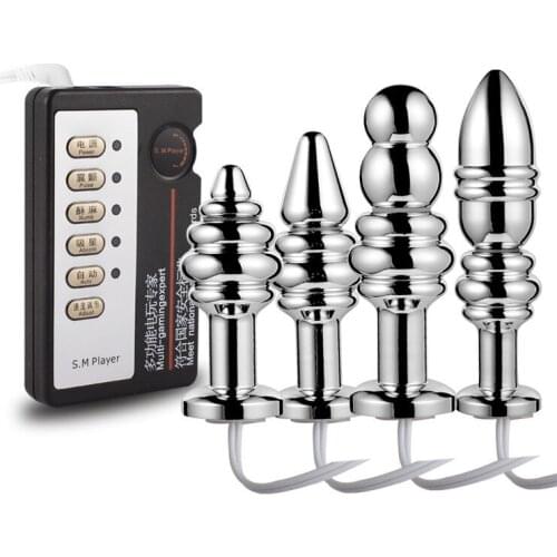 Adult Erotic Toys Electric Shock Electro Stimulation Metal Butt Plug Sex Toys Accessory Anal Vaginal Plug