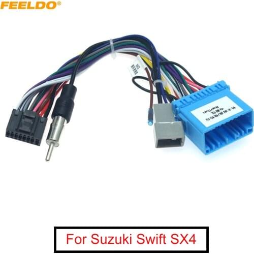 FEELDO Car Audio 16PIN Adaptor Wiring Harness For Suzuki Swift SX4 2006+ Stereo Install Aftermarket Power Calbe
