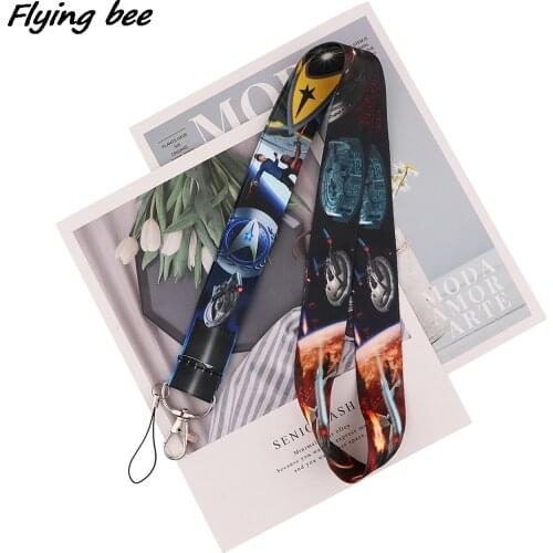 Flyingbee Sci-fi Movies Figure Spacecraft DIY Lanyard ID Badge Holder ID Card Pass Phone Straps Badge Key Holder Keychain X2017