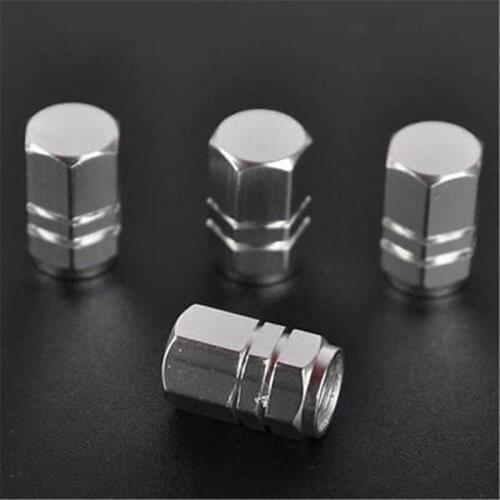 JX-LCLYL 4pcs Universal Aluminum Car Wheel Tire Tyre Valve Air Stem Cap Cover Silver
