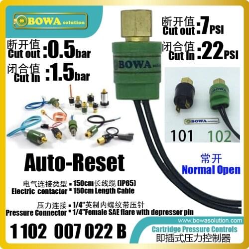 Compact and light weight cartridge pressure switches is great choice to control compressing ratio for low temperature equipments