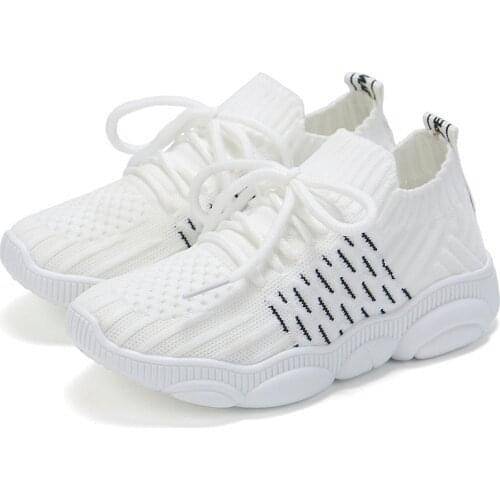 Kids White Stretch Mesh Sneakers Shoes For Boys Girls Children Trainers Breathable Shoes School Casual Running Shoes New 2019