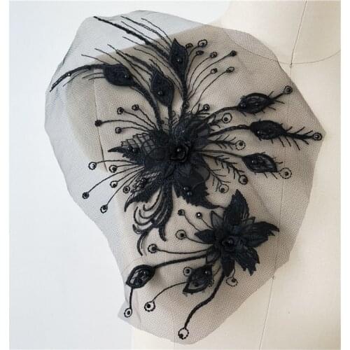 French Lace Wedding Dress Applique DIY Bridal Headdress Ivory Lace Collar Lace Fabric Patch