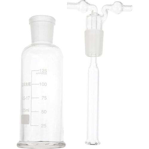 Labs Gas Washing Bottle 125ml Two Bend Tubes Gas Wash Bottle Gas Bubbler