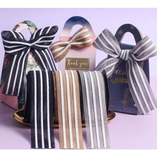 10yards/lot 38mm White Striped Mesh Christmas Ribbon for Hairbow DIY Crafts Gift Box Packing Sewing Accessories