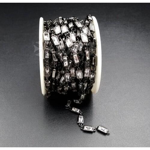 WT-BC087 Fashion Charms Brass Chain Mysterious Black Color Women Jewelry Design CZ Micro Pave Accessory 6mm