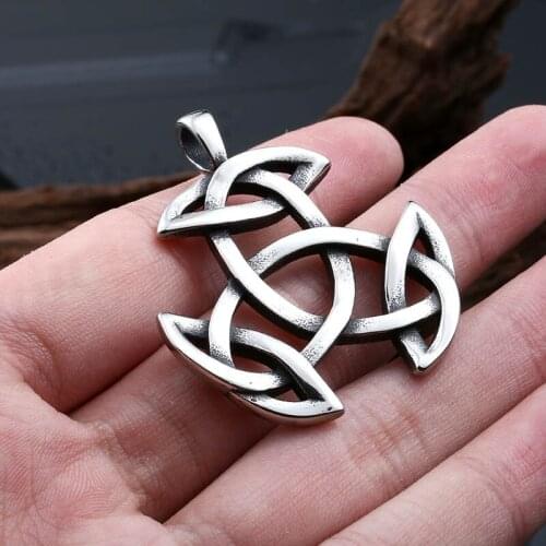 Stainless Steel Men Viking-Triangle Geometry Pendant Unique Jewelry Fashion Nordic Celtic Knot Necklace Pendants