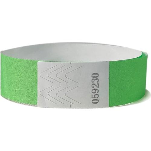 500 Piece Neon Green Colors 3/4 inch Tyvek Wristbands with Series Numbers, ID Wristbands for Parties Events