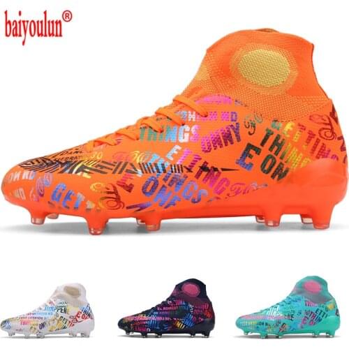 2021 Unisex New Arrive Top Quality Fg Soccer Shoes Comfortable Football Boots High Ankle Outdoor Sport Training Cleats mash up