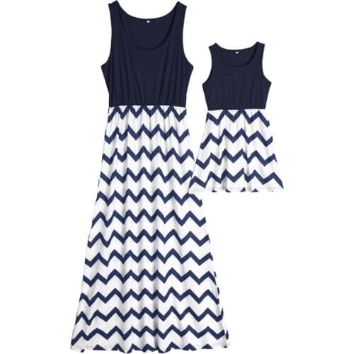 PPXX Striped Girl Women Dress Sundress Mother Daughter dresses Wedding Party Family Matching outfit Family Look