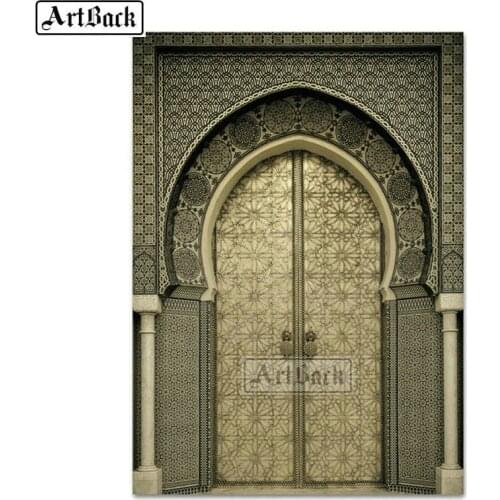 Full square diamond painting islam door pattern 5d diy diamond embroidery religion 3d diamond mosaic sticker handmade crafts