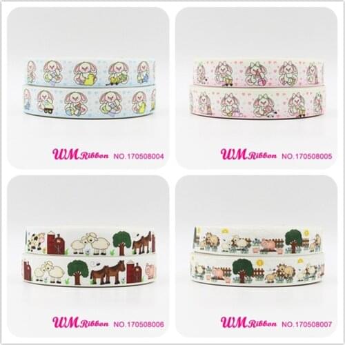 Q&N ribbon 7/8inch 22mm animals printed grosgrain ribbon webbing 50yards/roll for hair tie headband free shipping