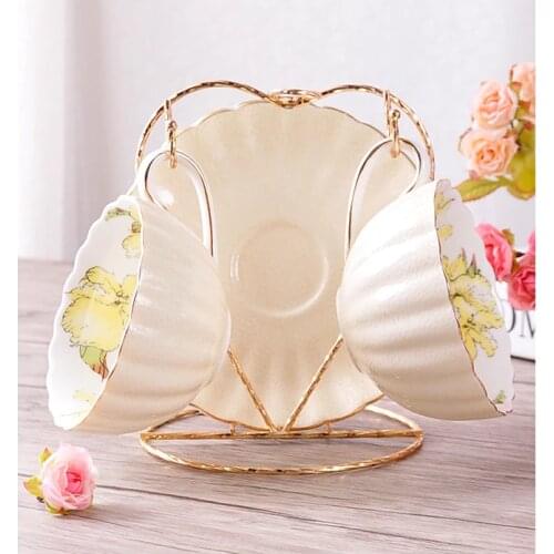 British Style Luxury Bone China Coffee Cup Pastoral Afternoon Tea Ceramic Container Tea Cup Dish Spoon Pumpkin Cup Pink Romantic