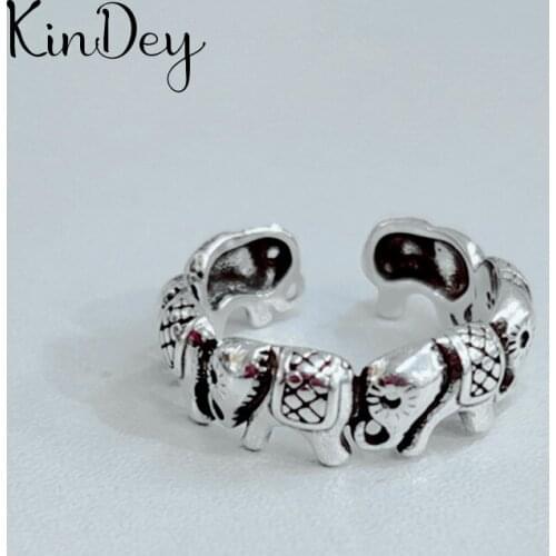 Kindey Luxury Brand Silver Color Elephant Rings For Women Lover Girls Gifts Bridal Wedding Jewelry