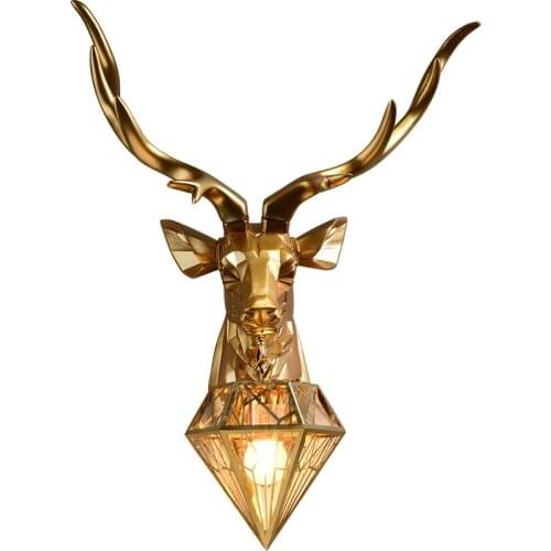 Modern Resin Antler Led Wall Lamp Retro Art Wall Light Deer Living Room Bedroom Bedside Wall Sconce Lamp Indoor Lighting Fixture