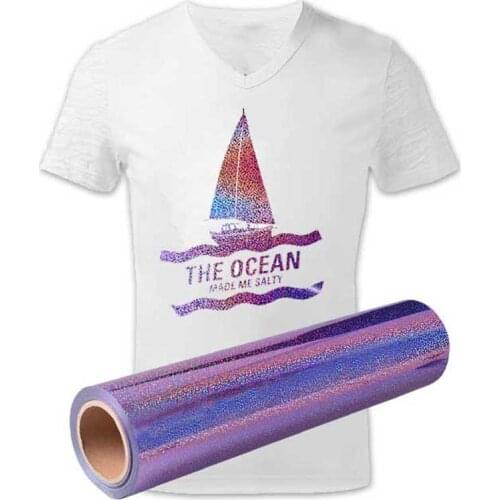 Heat Transfer Vinyl hologram Iron on transfer for T-Shirts HTV Vinyl roll heat press decor film easy cut and weed Purple shine