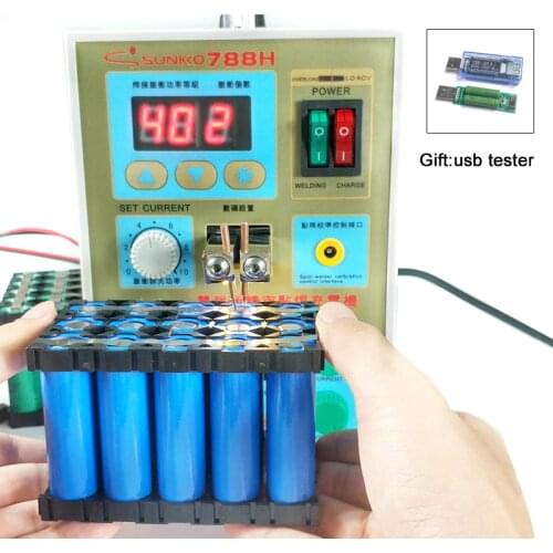 SUNKKO 788H spot welding Pulse Battery Spot Welders LED lighting 18650 Lithium battery charging + Battery tester 110V 220V weld
